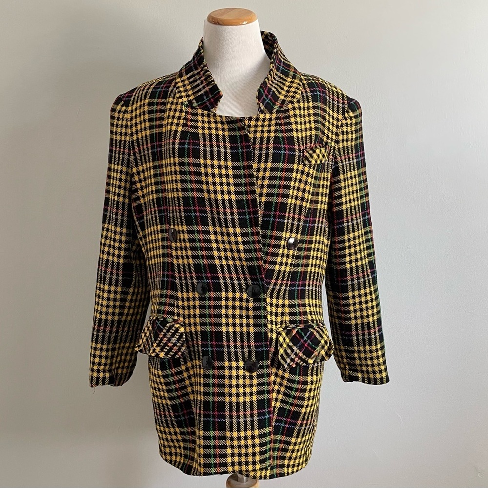Vintage Oversized wool Blazer Jacket 12 made in USA academia 90s clueless preppy - Picture 7 of 8